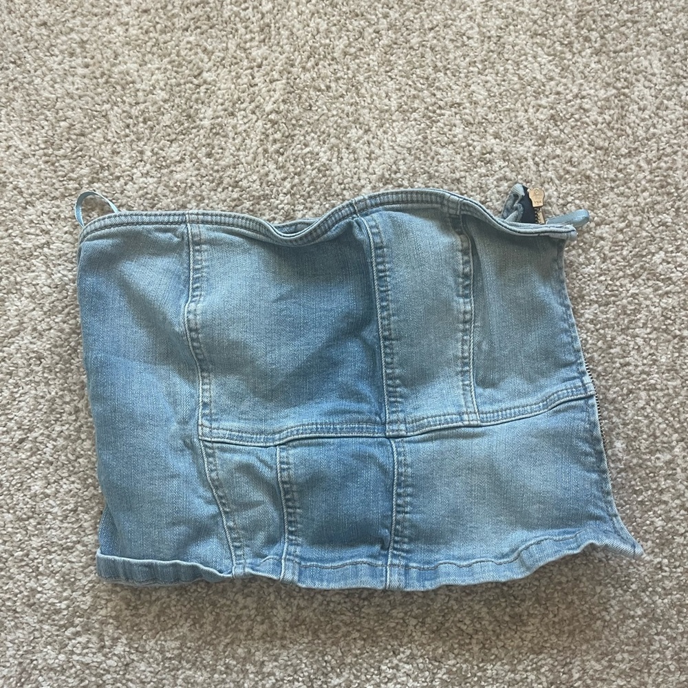 ZARA ZIP UP DENIM CORSET !!